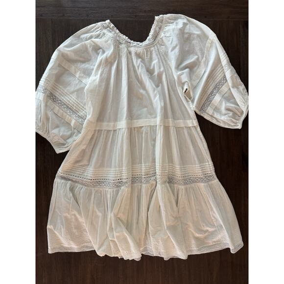 THE GREAT Dress Women’s Large The Short Nightingale Mini White Peasant Farmhouse - Picture 7 of 16